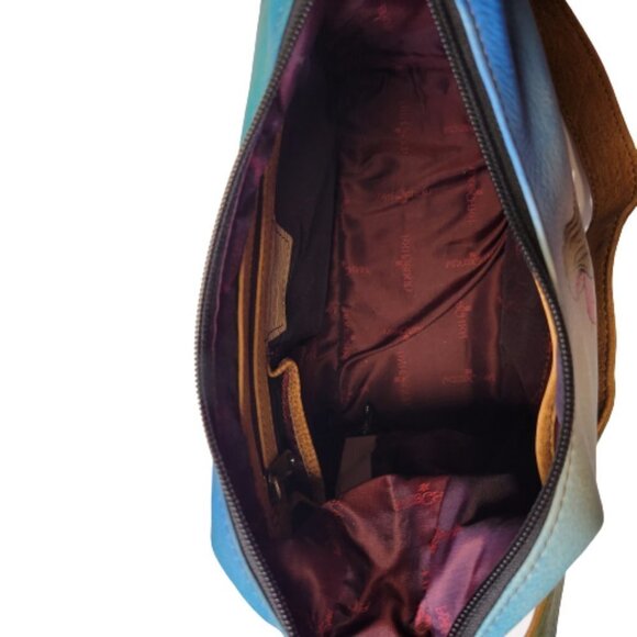 Anuschka Shoulder Bag Leather Crossbody Bag Hand-Painted Mermaid Motif Bag-NEW - Picture 6 of 9